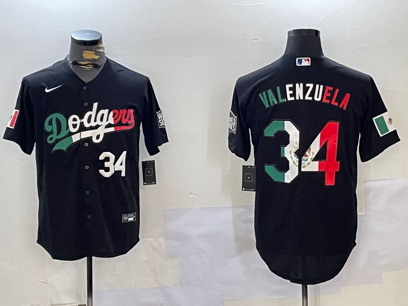 Men Los Angeles Dodgers 34 Valenzuela Black Game 2024 Nike MLB Jersey style 112019